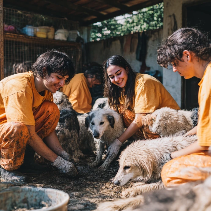 Grupo de voluntários a trabalhar numa associação